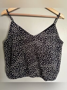 Nine Britton Black White Animal Print Cami Tank Top Adjustable Straps Size Med